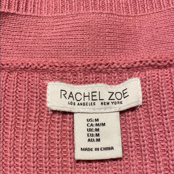 Women’s Rachel Zoe Size Medium Dusty Rose V-Neck 3‎ Button Up Pullover Sweater - Picture 2 of 6